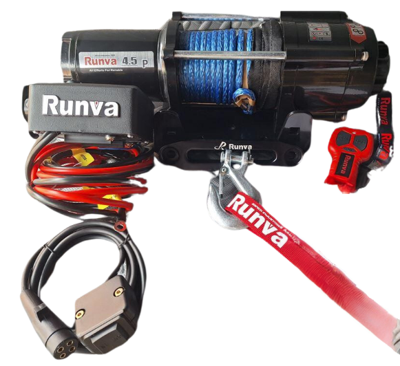 Runva 4500 lbs Winch with Synthetic Rope + 2 Remotes (Wire &amp; Wireless)