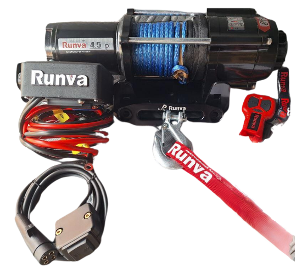 Runva 4500 lbs Winch with Synthetic Rope + 2 Remotes (Wire & Wireless)