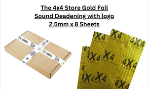 The 4x4 Store Gold Foil Sound Deadening with logo 2.5mm x 800mm x 500mm x 8 Sheets