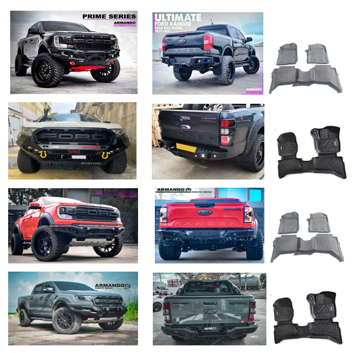 Ford Ranger/Raptor 2012 -2024 Armando steel Front and Rear bumper combo SPECIAL with free Interior 3D MATS(4 Pce)