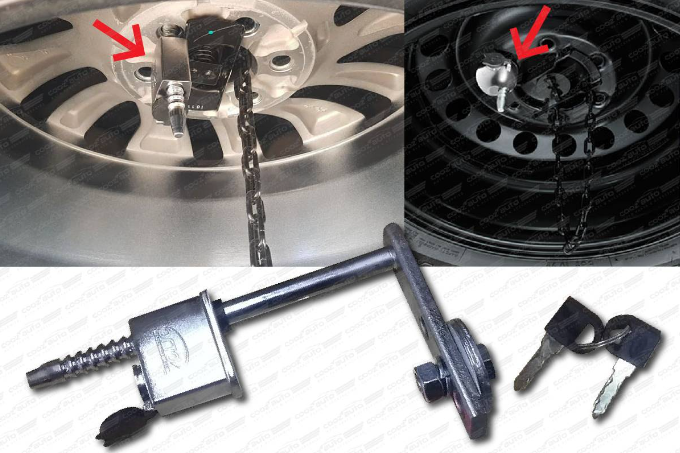 Sparewheel lock Universal with 2 keys