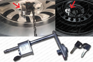 Sparewheel locks for Toyota Revo, Rocco, Fortuner 15+ with 2 keys.
