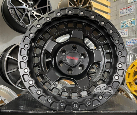 16" Rim -  4 Set -Matt Black + Matt Black Plastic Riverts