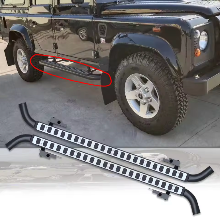 Land Rover Defender 110  Side Steps (Silver and Black)