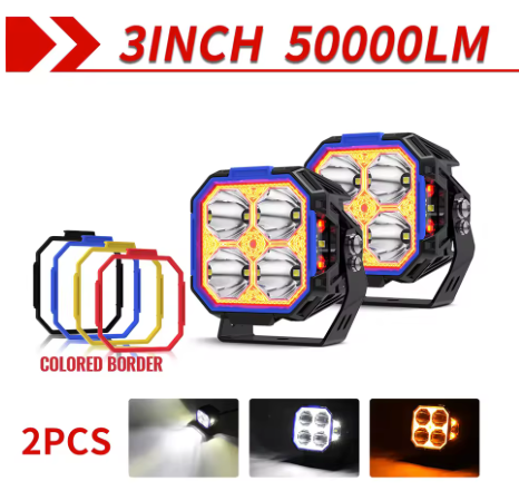 3&quot; Side Shooter LED Light Pods 2- Row Work Lights Spot Flood Beam Driving Lights set of 2