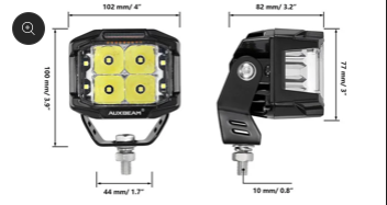 4 Inch 92W 8960LM Combo Beam Side Shooter LED Square Pod Lights with Amber DRL (Set of 2)