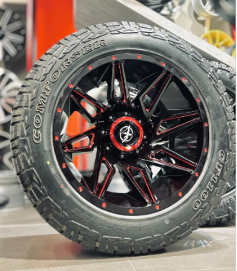 20&quot; Rim -  4 Set -Black Red Milled Spoke
