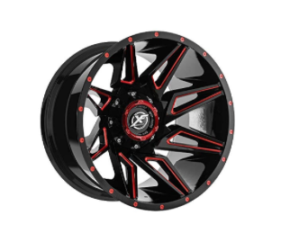 20&quot; Rim -  4 Set -Black Red Milled Spoke
