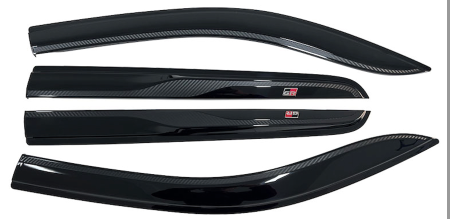 Toyota Hilux Revo (2016+) GR Weather Guards Gloss Black With Carbon Inlay.