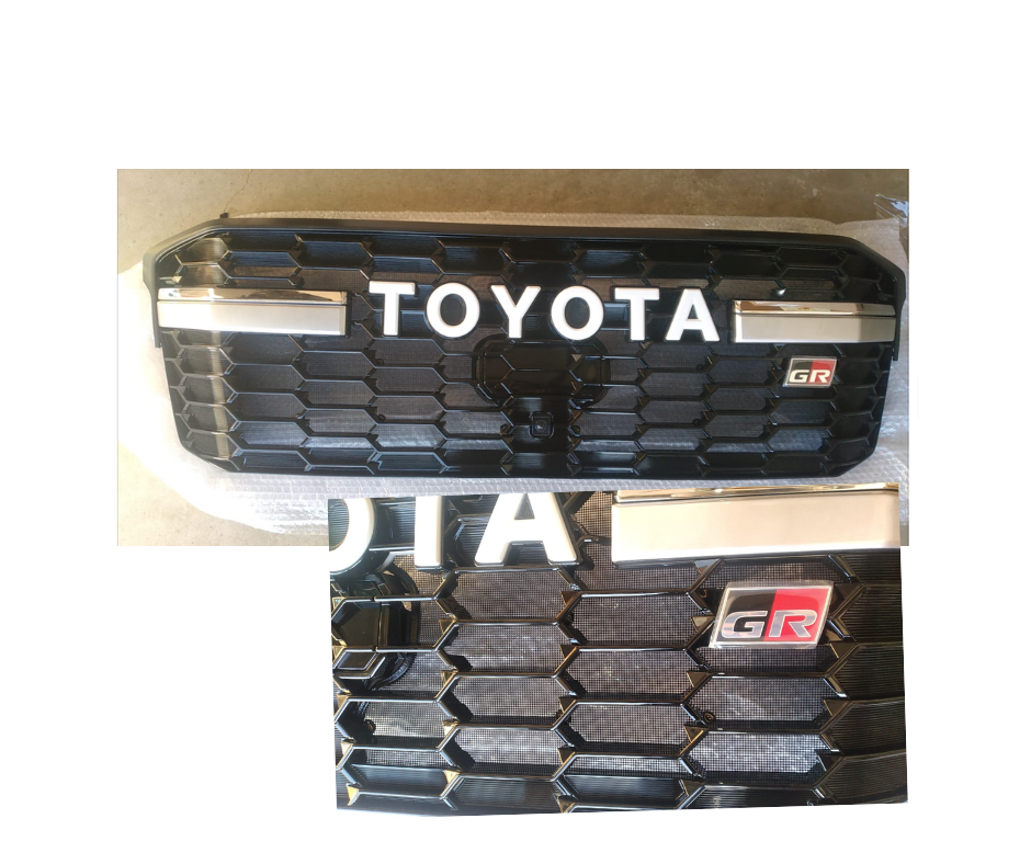 Toyota Land Cruiser 300 Grill with white  lettering and intercooler Mesh Protector