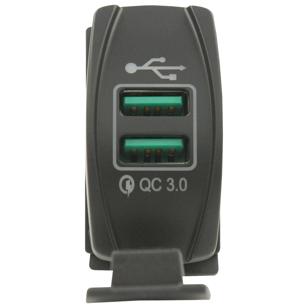 Dual QC 3.0 USB Charger - Rocker Size