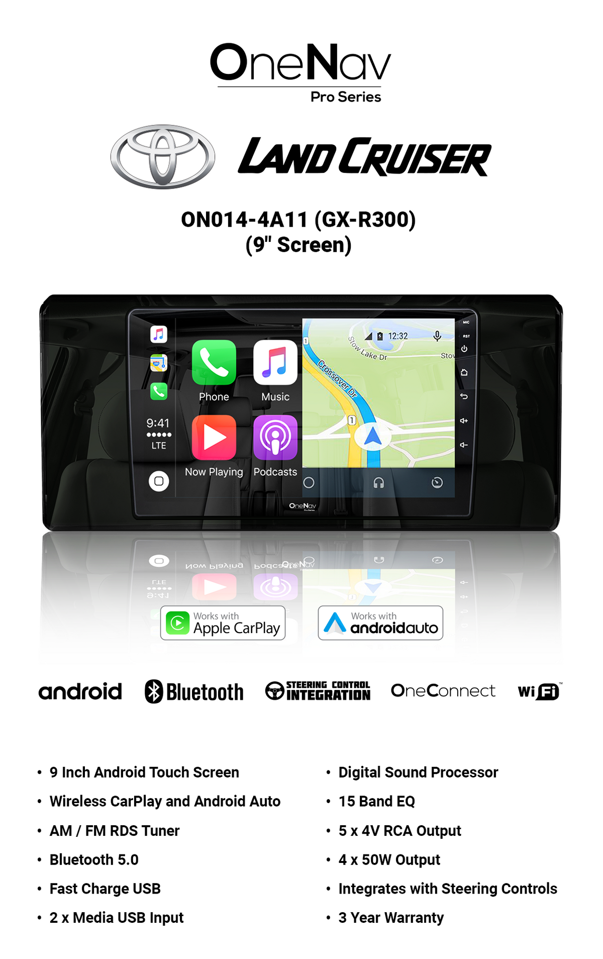 OneNav Pro 9inch Land Cruiser GX-R300  9 Inch + Free Reverse Camera