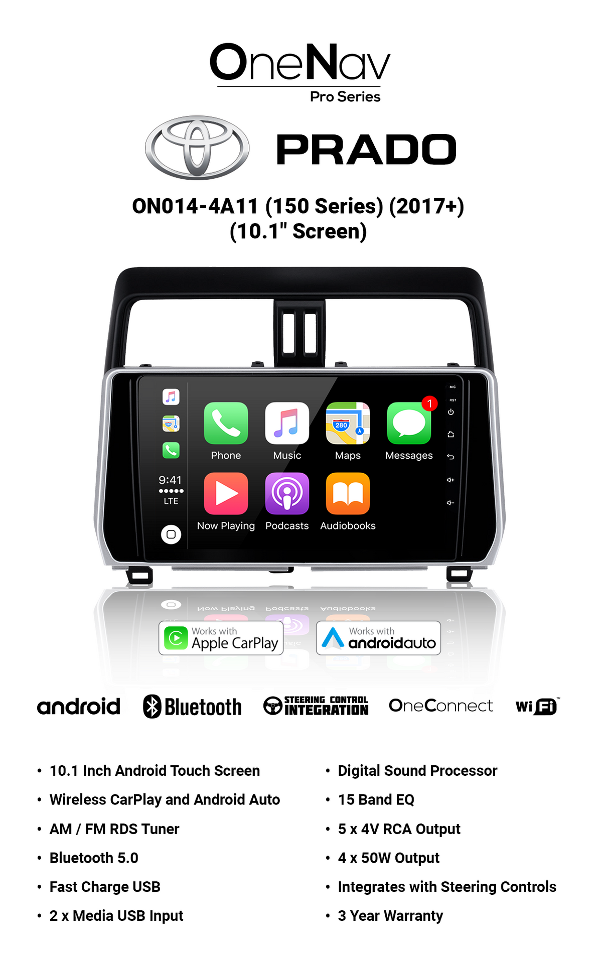 OneNav for Toyota Prado + Free Reverse Camera