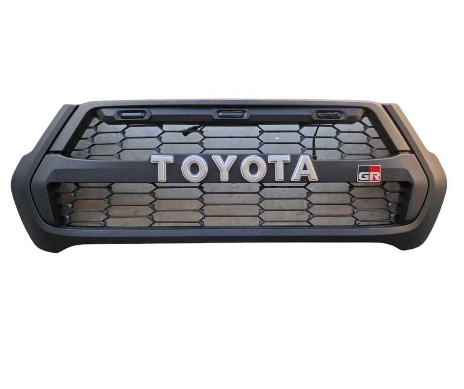 Toyota Hilux (2021) GR Raider Grill With Top LED Matt Black With Carbon Middel Panel
