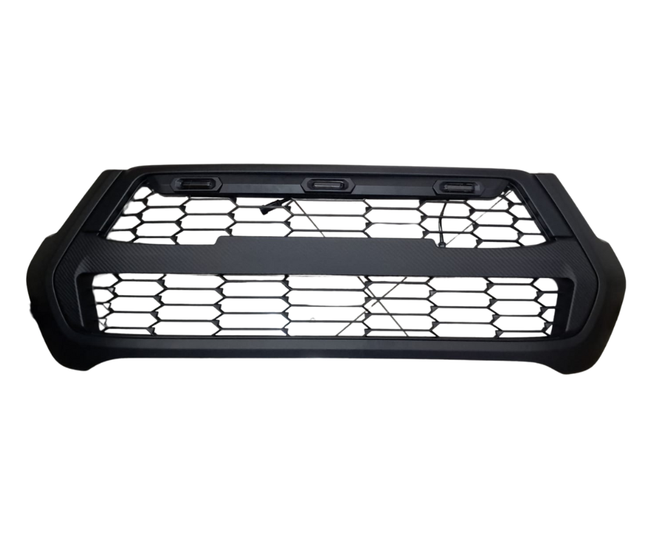 Toyota Hilux (2021) GR Raider Grill With Top LED Matt Black With Carbon Middel Panel