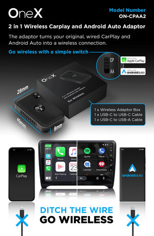 OneX 2 in 1 Wireless Car Play and Android Auto Adaptor ON-CPAA2