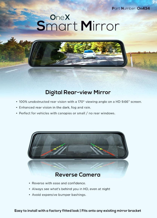 OneX 9.66inch Rear View Monitor with Reverse Camera - the4x4store