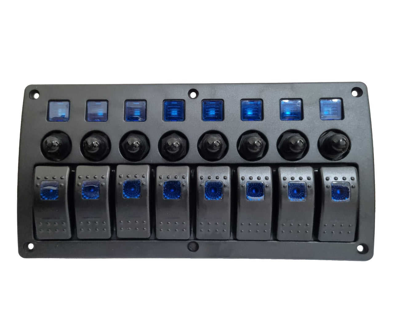 Multiple Switch Panel 8 Gang Switch Panel with Resettable Circuit Breakers - the4x4store.co.za