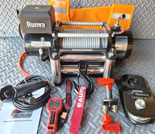 Runva 9500 lbs Winch with Steel Rope + 2 Remotes (Wire &amp; Wireless) (Copy)