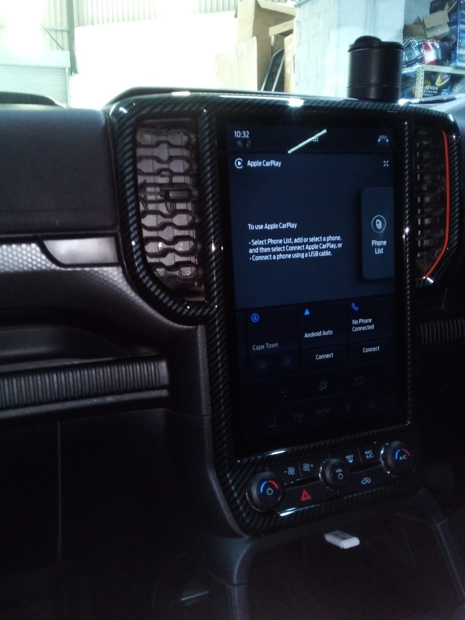 Ford Ranger Next Gen (2022-2024) Middle Front Air Vent &amp; Radio Trim 12 inch (Carbon fibre)(look a like)