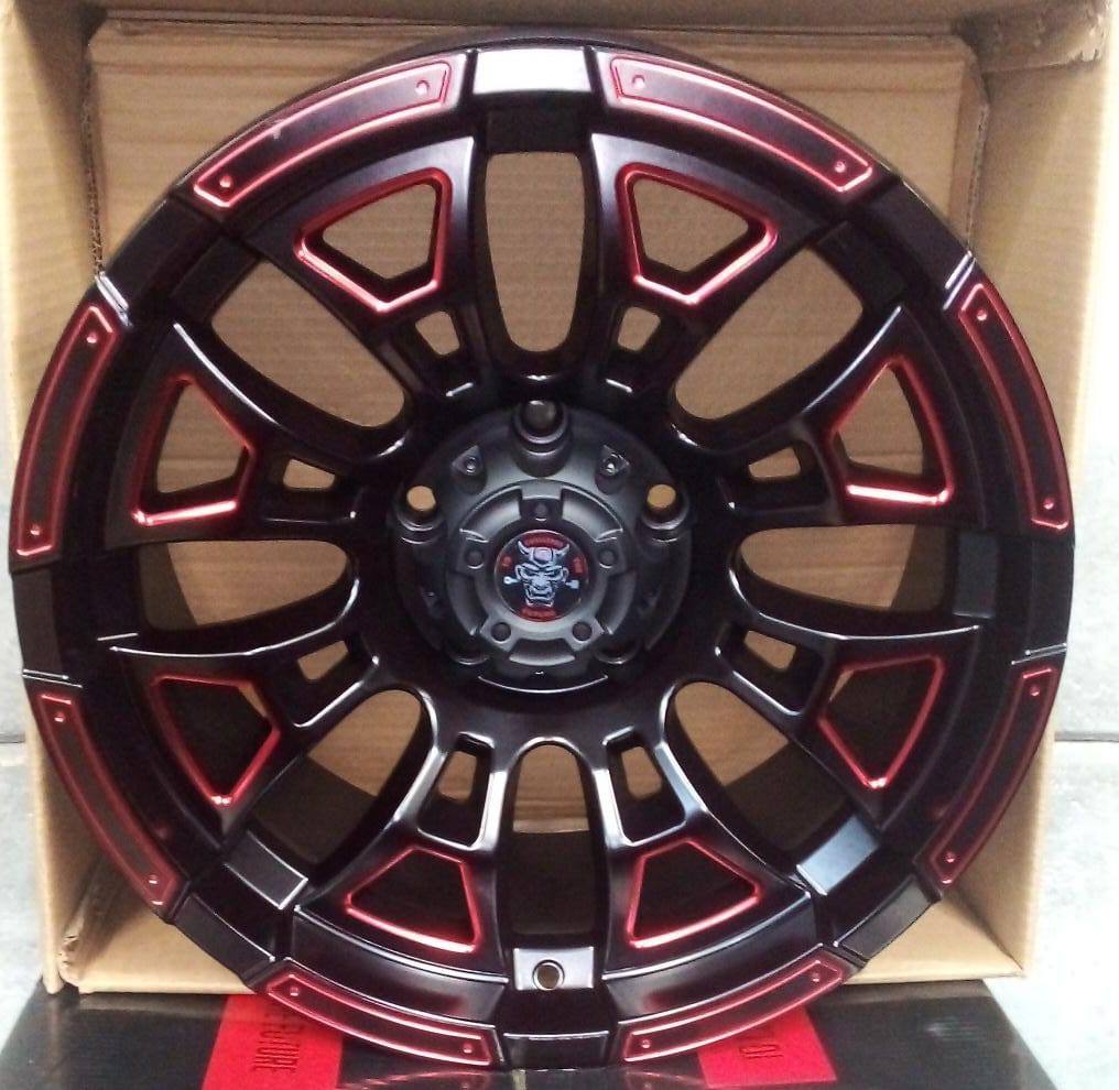 17&quot; Jeep Rims Matt Black With Red Milling Set Of 5