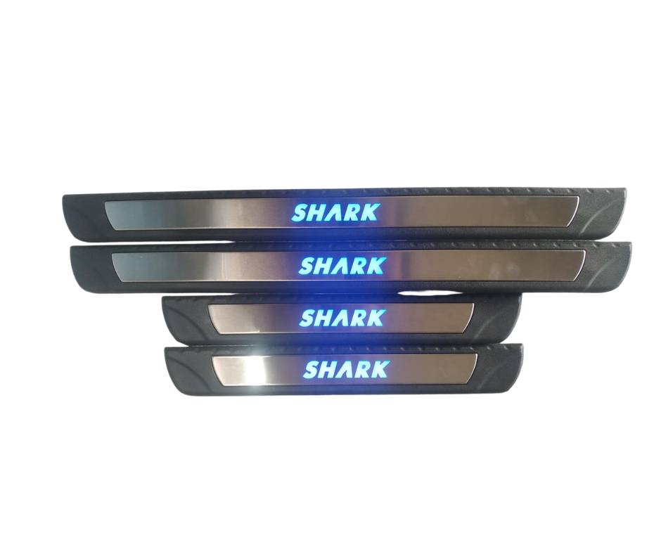 BYD SHARK LED Scuffplate Black and Silver