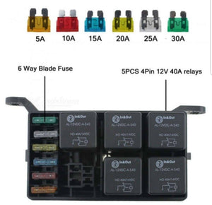 12V 6 Gang button switch panel with relay control box - the4x4store.co.za