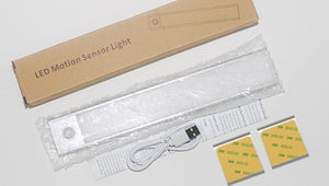 23cm Motion Sensor LED Under Cabinet Light USB Rechargeable Cool White LED - Silver - the4x4store.co.za
