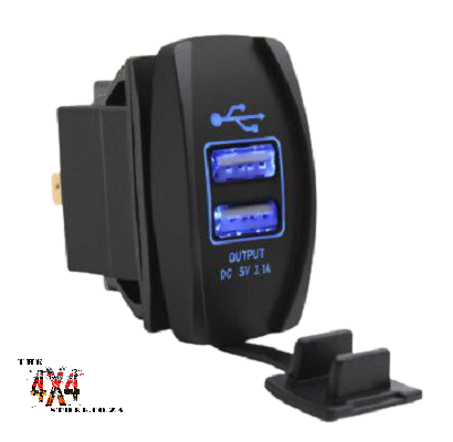 3.1A Rocker Style Usb Charger Blue Led