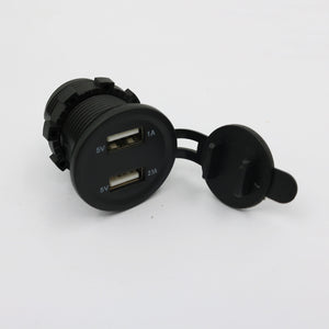 2.1A Dual USB charger with voltmeter - Blue LED - the4x4store.co.za