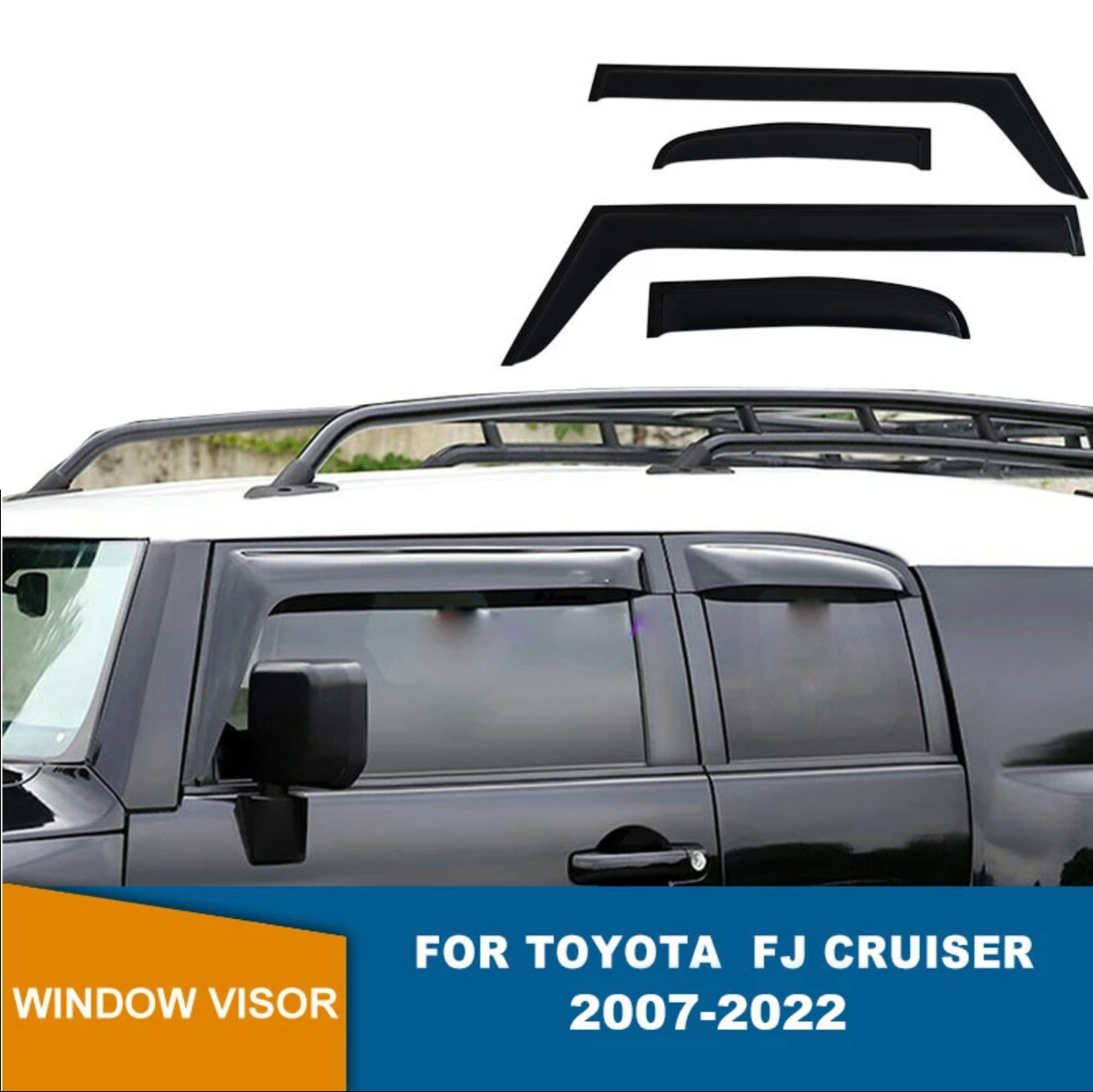 Fj Cruiser Wind Deflectors / Weather Guards Gloss Black