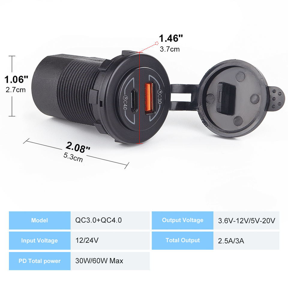 Dual QC4.0 Type -C and QC3.0 USB Charger