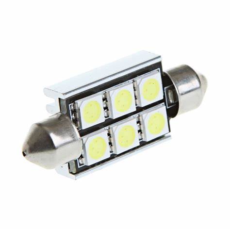 Canbus 6 SMD LED Car Light White 39mm - each