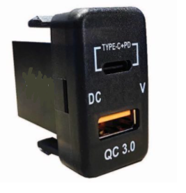 Qc3 Usb Charger With Volt Meter & C-Type Port 40X20Mm Toyota