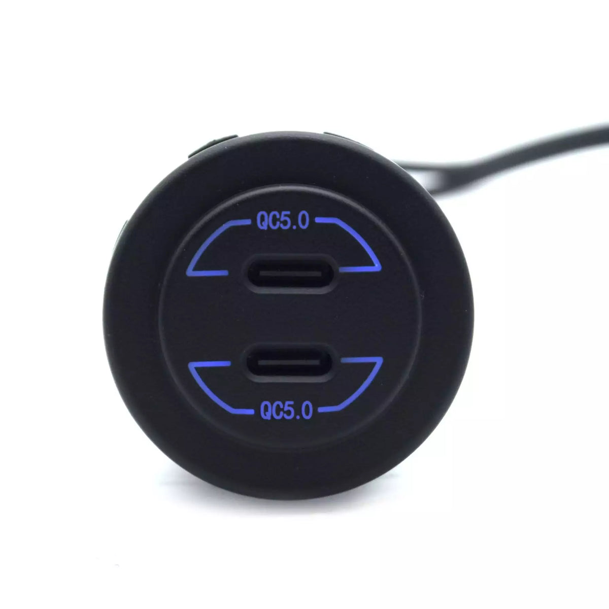 Dual QC5.0 Type-C USB Socket Charger - Blue LED
