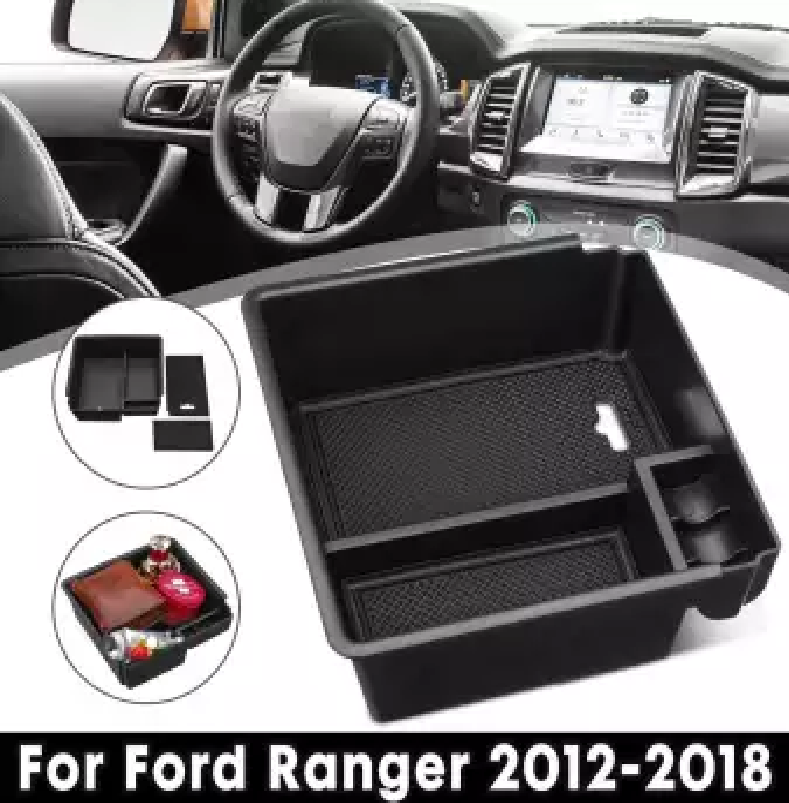 Ford Ranger 2012-2018 Center Console Tray Armrest Storage Box with Tra ...