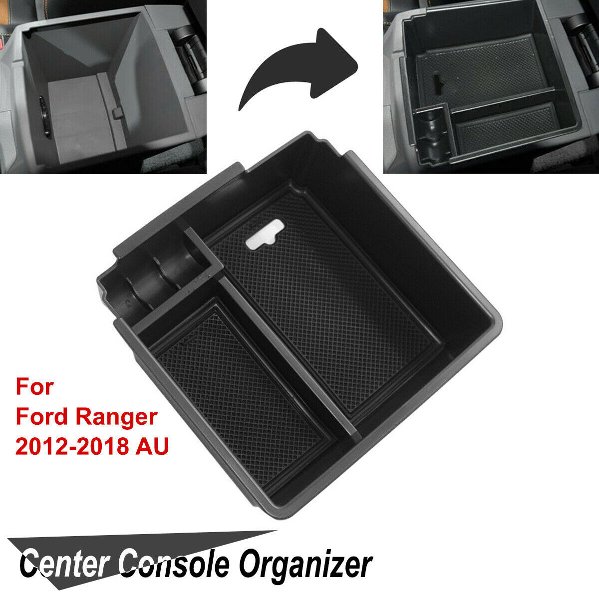 Ford Ranger 2012-2018 Center Console Tray Armrest Storage Box with Tray - the4x4store.co.za