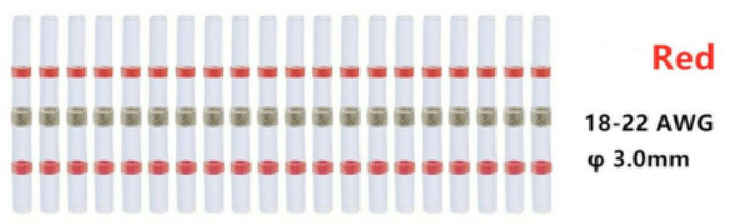 Heat Shrink Solder Sleeve Crimpless Butt Connectors Red  18-22 AWG - the4x4store.co.za