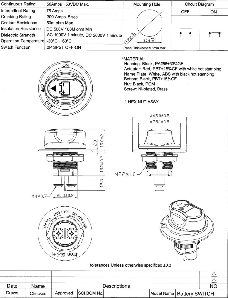 50A Battery Kill Switch