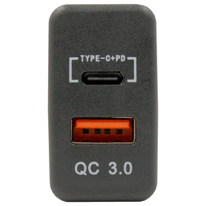 Dual QC3.0 USB and Type-C Charger for Toyota 40x20mm (Vigo)