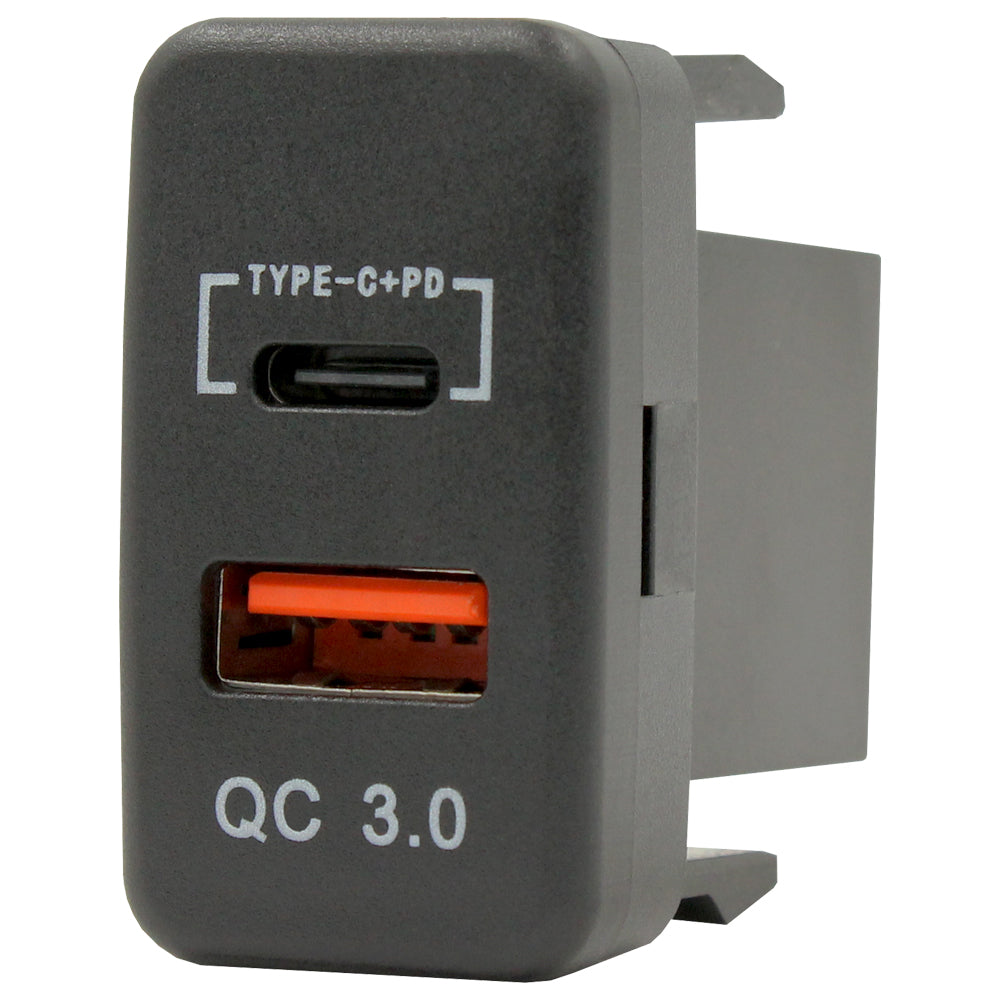 Dual QC3.0 USB &amp; Type-C Charger(40x20mm) Toyota Revo - Blue LED