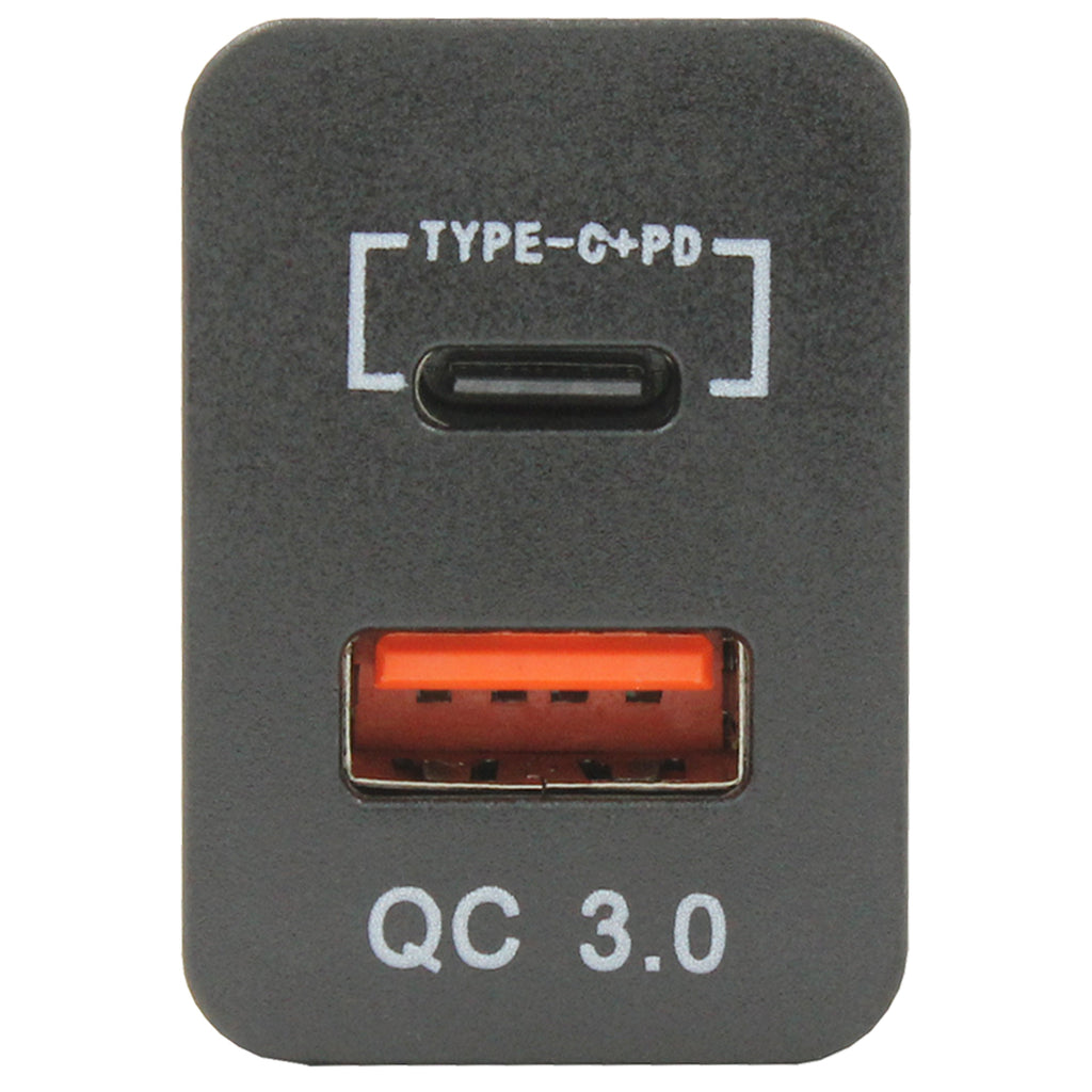 Dual QC3.0 USB &amp; Type-C Charger(32x20mm) Toyota Revo - Blue LED