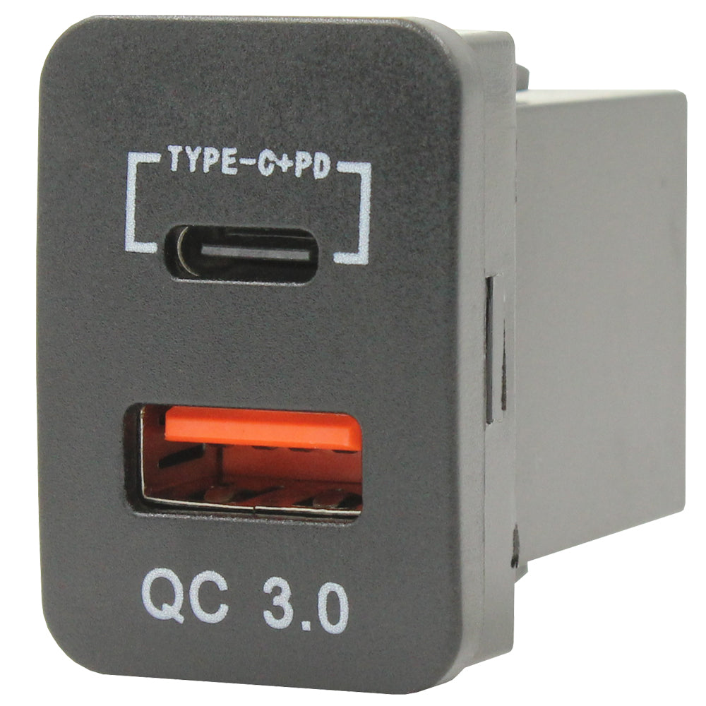 Dual QC3.0 USB &amp; Type-C Charger(32x20mm) Toyota Revo - Blue LED
