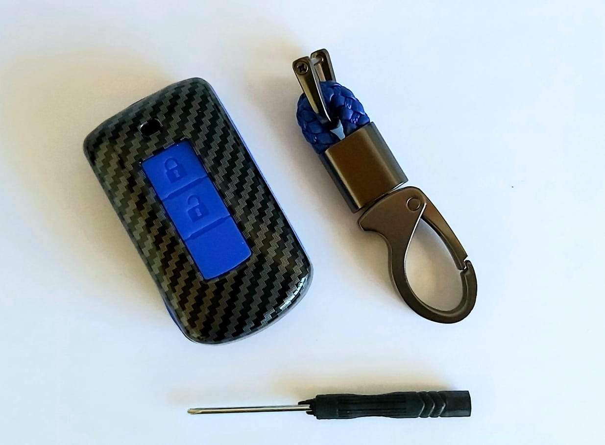 Mitsubishi Triton 2 Button Key Cover 2016-2020 Carbon Blue