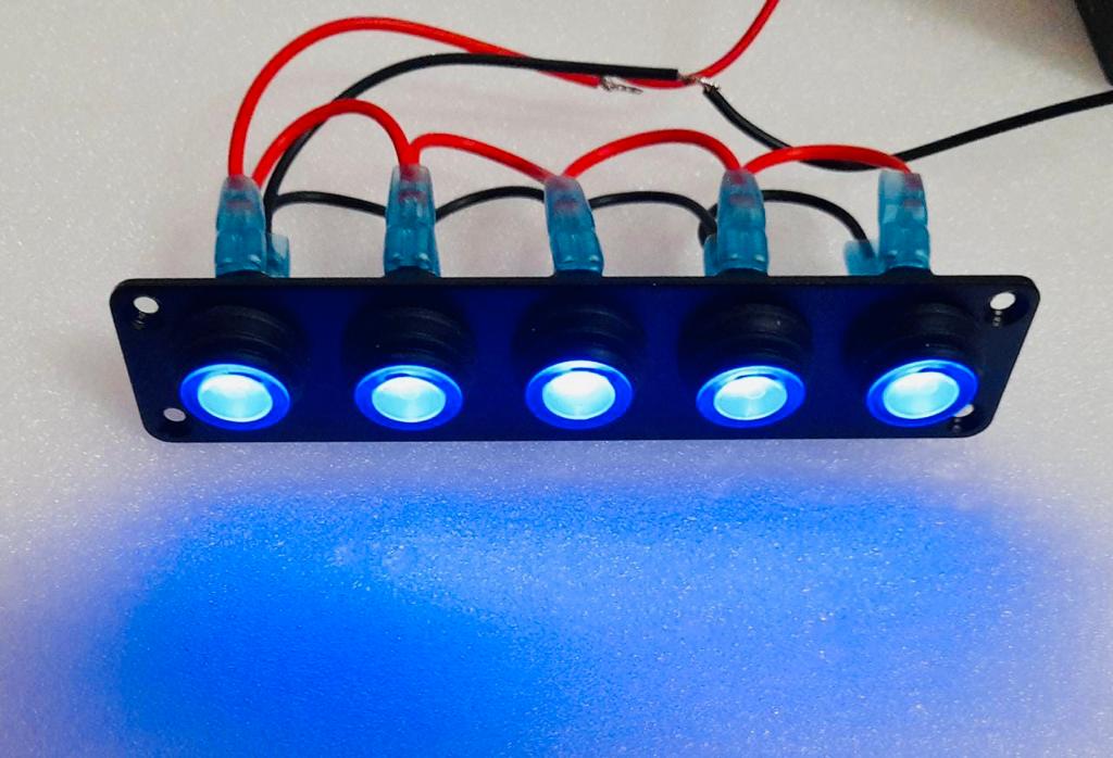 Toggle Rocker Switch Panel 5 Gang 12V Waterproof W Blue Led