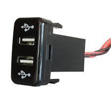 Toyota Dual USB Charger 2.1A x 2 Blue LED 40x20mm - the4x4store.co.za