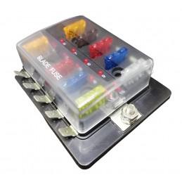 10 Way Blade Fuse Box with LED - Spade Terminal - the4x4store.co.za