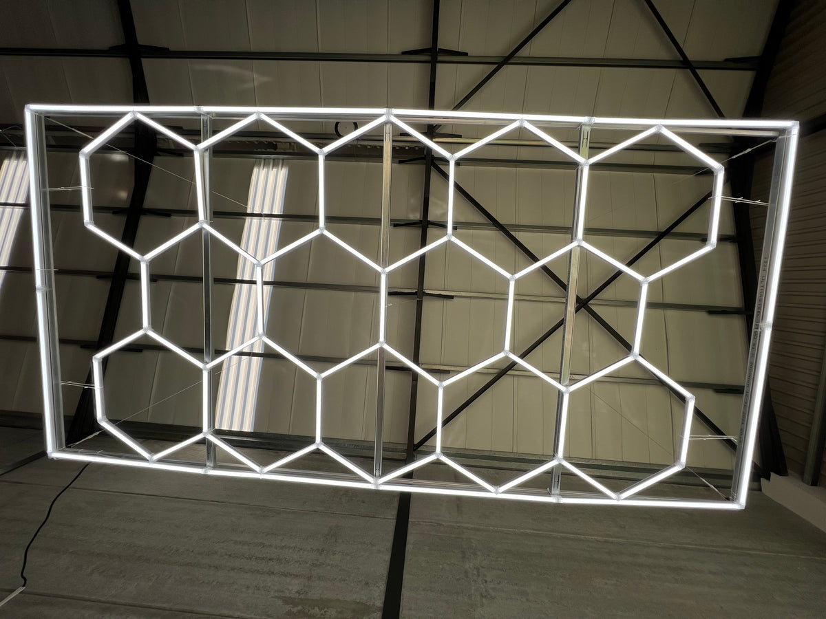 Car Detailing Led Garage Light 15 Hexagonal Grid Systems Shop Lights For Garage/ Workshop With White