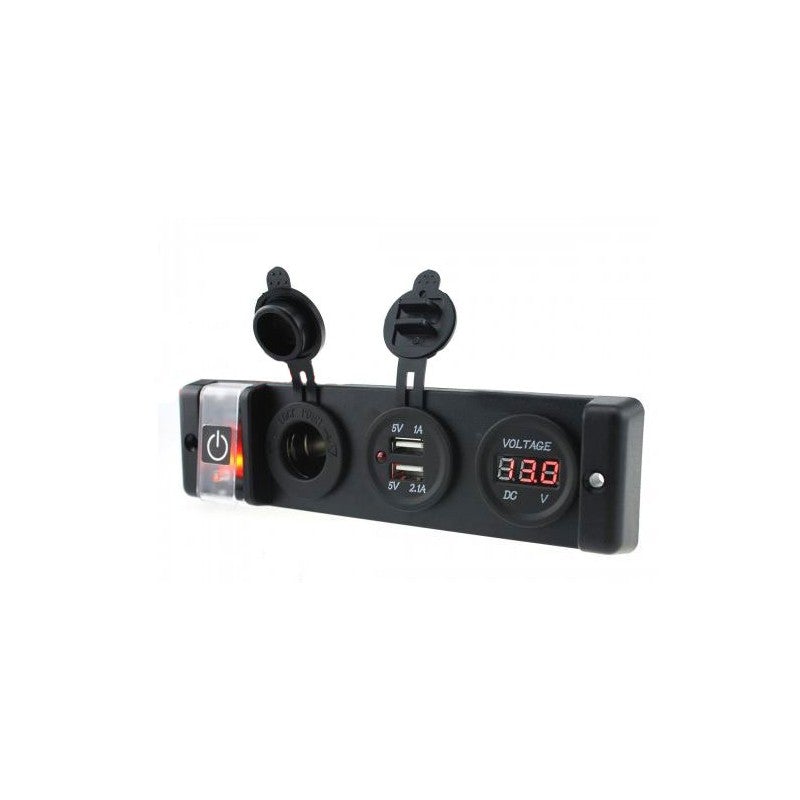 Switch Panel With Voltmeter Usb Charger Power Socket And On-Off Switch Multi