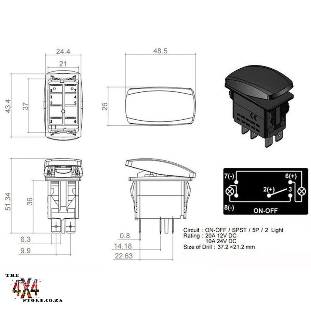 Rocker Switch On-Off White Led - Spot Lights